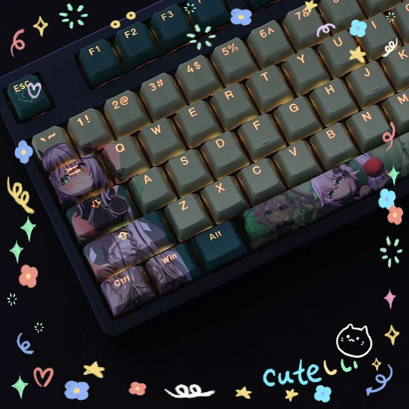 108 клавиш Genshin Impact Nahida Keycaps Games Anime Keycap OEM профиль PBT краска сублимационная