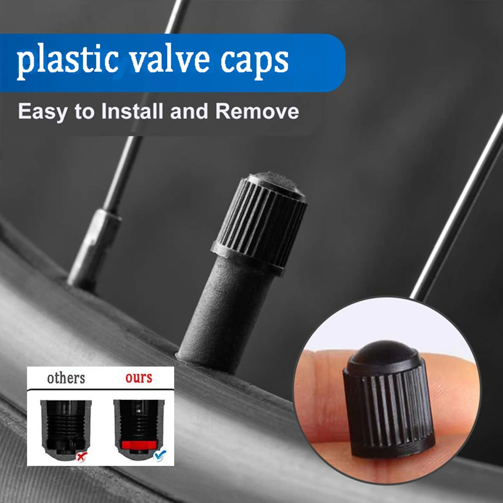 

Tire Stem Valve Caps with O Rubber Ring Universal Stem Covers for Cars SUVs Bike and Bicycle Trucks Motorcycles