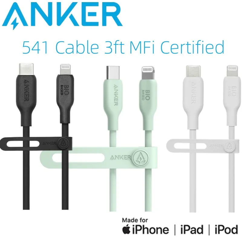 

Anker USB-C to Lightning 541 Cable 3ft MFi Certified Bio-Based Fast Charging for iPhone iPad iPod