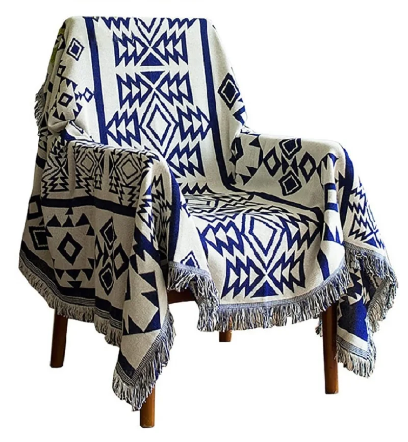 

Inyahome Aztec Boho Throw Blanket Decor Indian Southwestern Cotton Home Tribal Outdoor Southwest Woven Home Couch Sofa Cover