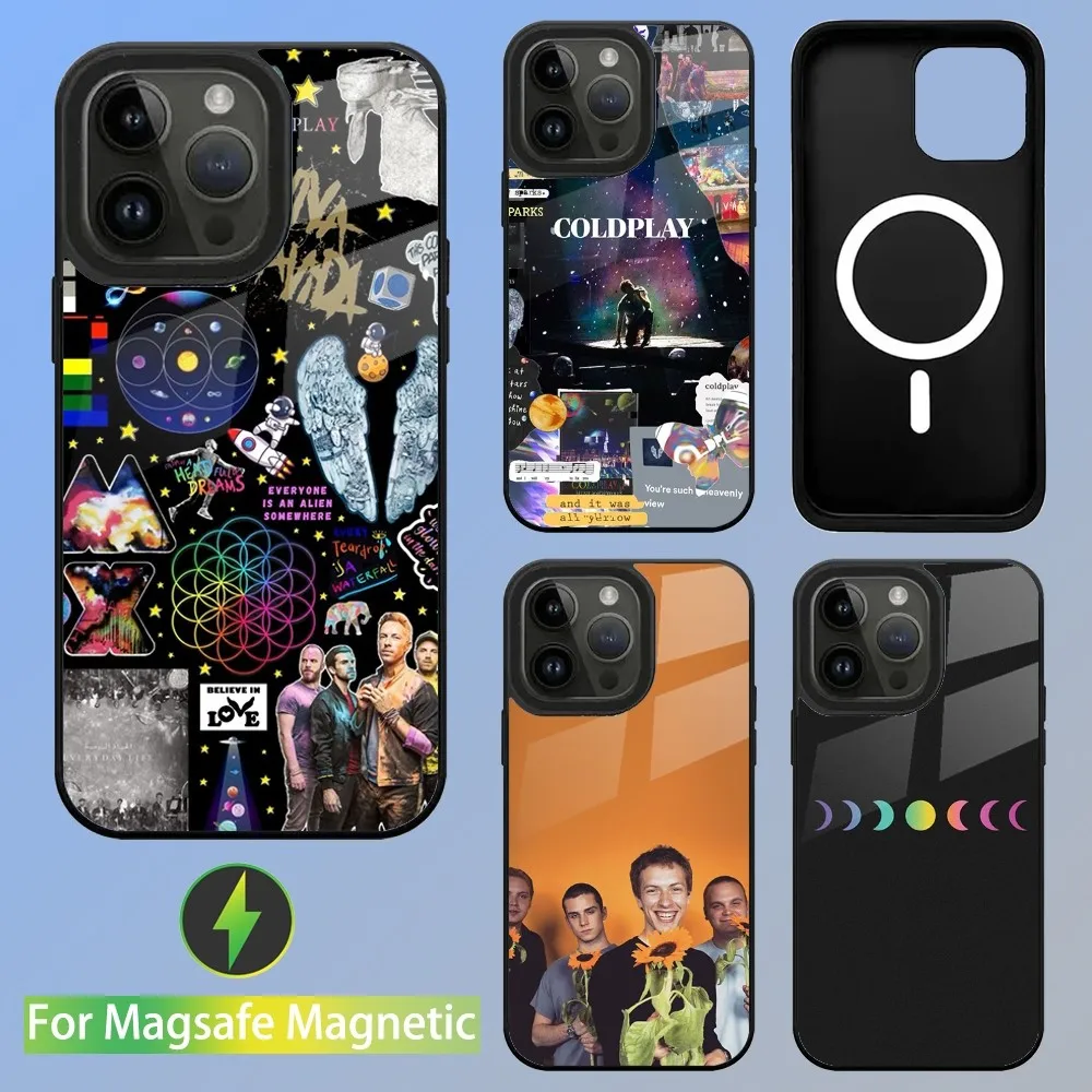 C-Coldplay Hot Band Phone Case For iPhone 16 15 14 13 12 11 Plus Pro Max Mini Magsafe Magnetic Wireless Charging