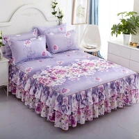 3pcsset bed skirt non slip household bedspread fitted sheet mattress cover full twin queen king size bedsheets with pillowcases