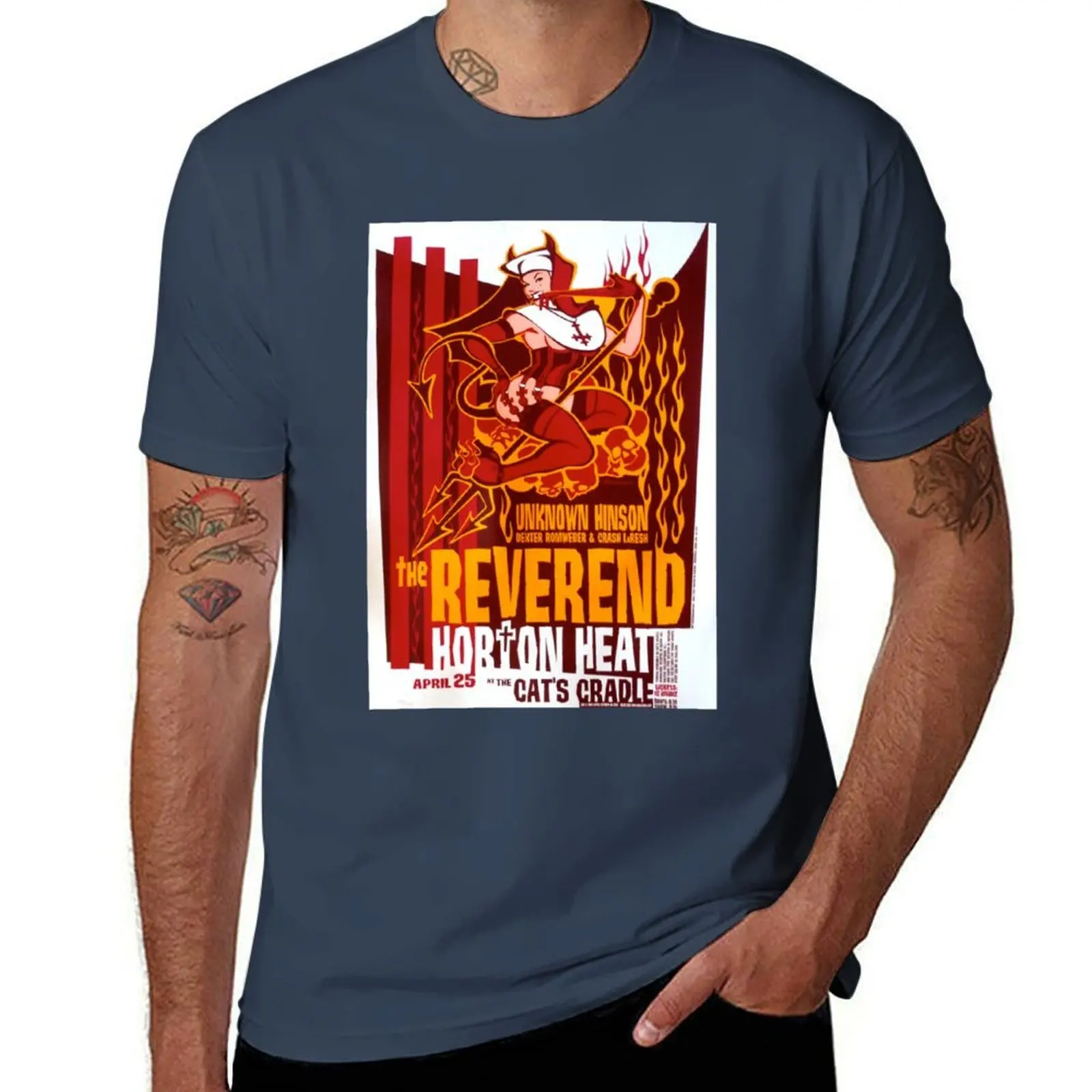 Фото Футболка Reverend Horton Heat, удобная базовая футболка с круглым вырезом №1