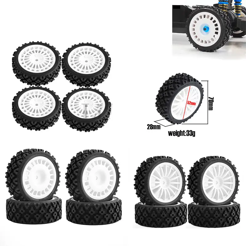 

4 PCS Plastic Wheel Rims Hub Rubber Wheels Tires For RC 1/10 On Road Rally Tamiya HSP HPI Kyosho TAMIYA XV-01 XV-02 TT01 TT02