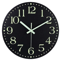 12 inch wall clock simple style black luminous living room decoration battery powered for living room silent sweep seconds