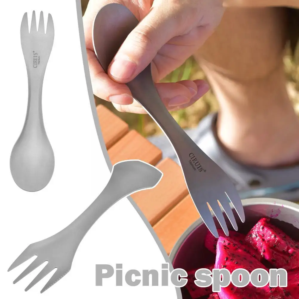 

2-in-1 Spork Spoon Fork Camping Spoon Outdoor Tableware Traveling Camping Tableware Cooking Fork Picnic A5r9