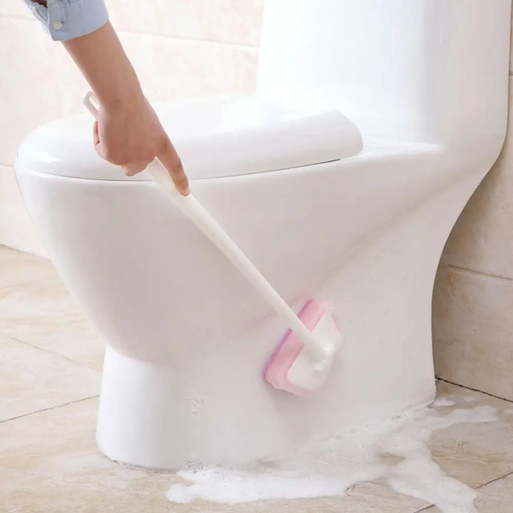 

2021 New Non-woven Sponge Cup Brush Long Handle Brush Bathroom Cleaning Brush Bathroom Bath Tiles Brush Kitchen Tools Hot Sale