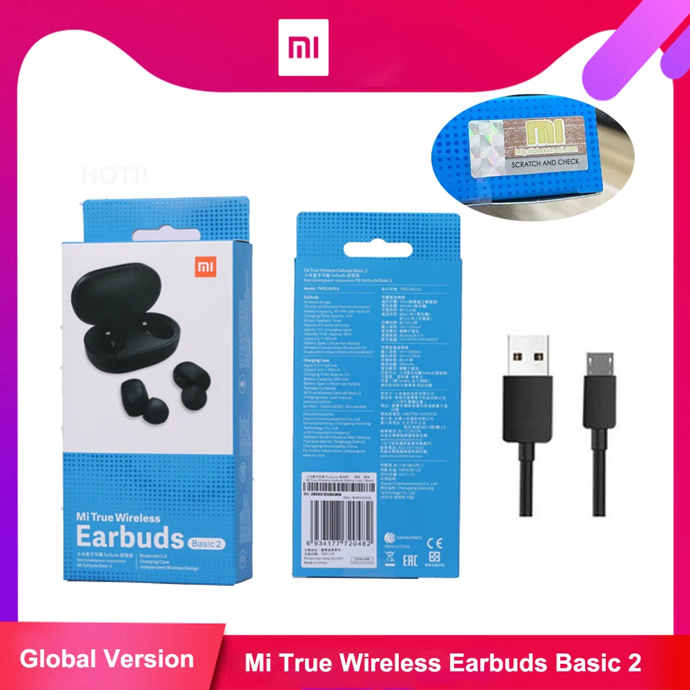 

Global Version Original Xiaomi Redmi Airdots 2 TWS Wireless Bluetooth Earphone Mi True Wireless Earbuds Basic 2 Auto headphone