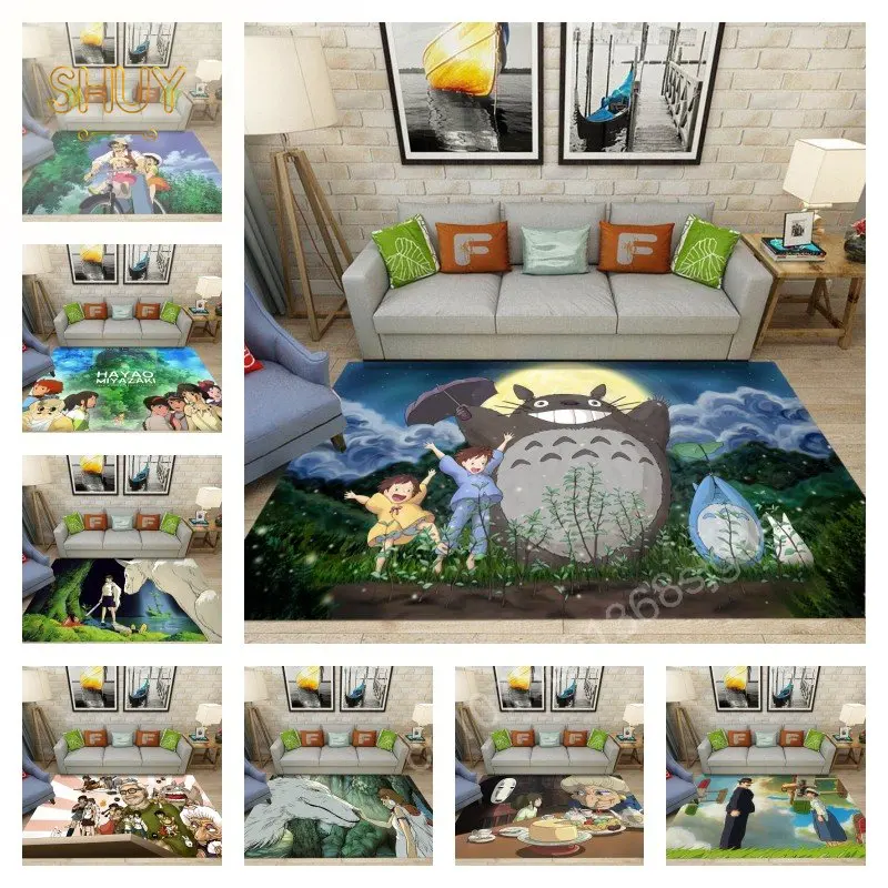 

Hayao Miyazaki Anime Print Carpets Kitchen Mats Washroom Non-slip Living Room Bedroom Sofa Area Floor Decor Household Large Rugs