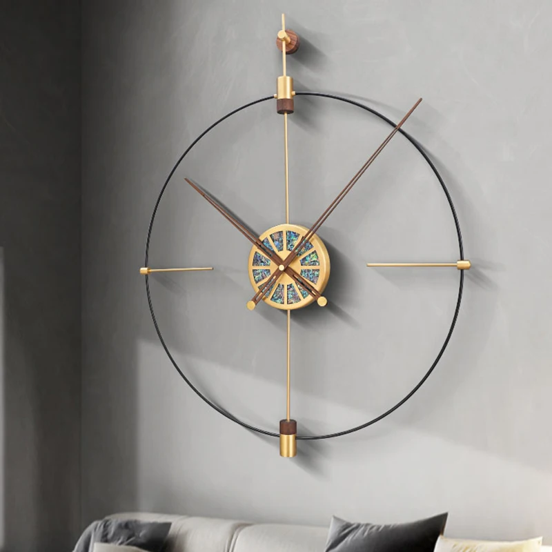 

Современные Роскошные Настенные часы в современном стиле, тихие металлические настенные часы для гостиной, черные минималистичные украшен...