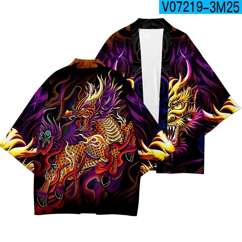 Кимоно для косплея мужчин и женщин традиционное японское юката с принтом Fire Kylin