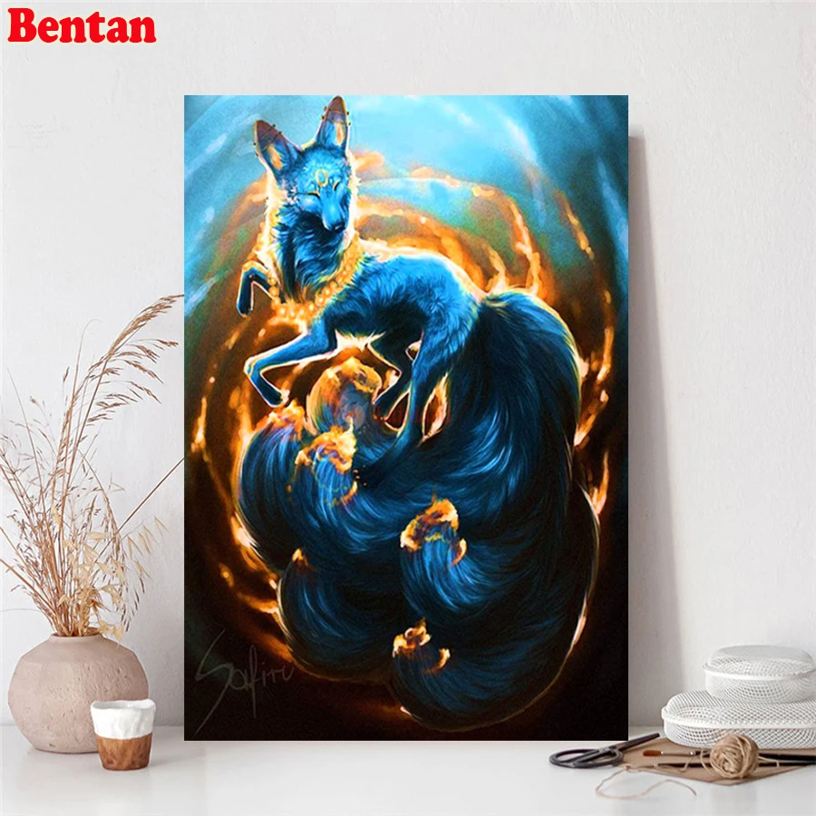 

Девять хвостовых искусств, для взрослых, 5D полное сверло, искусственные кристаллы, стразы, вышивка, ремесла