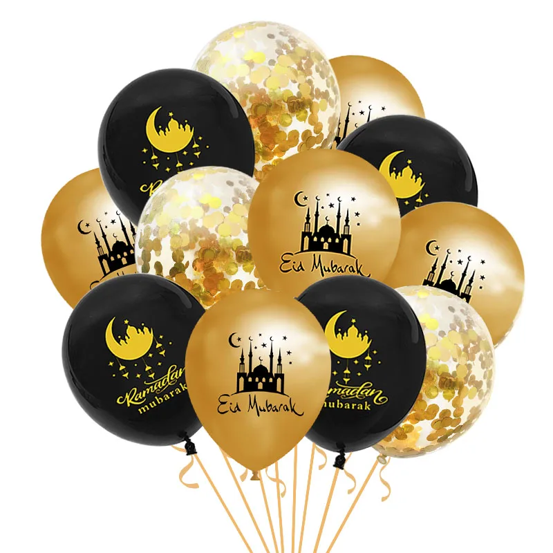 10Pcs Eid Mubarak Latex Confetti Balloons Islamic Muslim Party Supplies 2023 Ramadan Kareem Decoration For Home Eid Al Adha Gift
