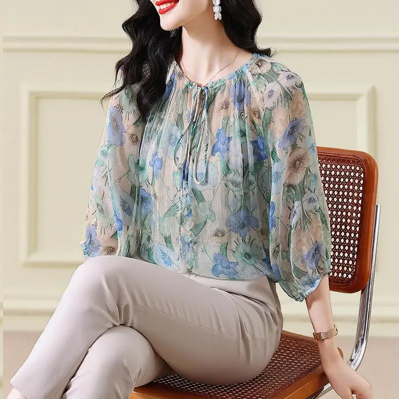 

Простота, элегантная повседневная женская одежда, корейская мода, весна-лето, тонкий милый пуловер с круглым вырезом и рукавом 3/4, футболки