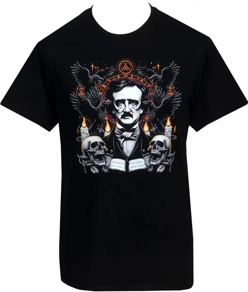 Мужская Готическая футболка Эдгара Аллана По Ворон викторианская голова