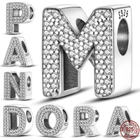 papasitou 100 real silver color letter alphabet a z charm name bead fit original 925 pandora bracelet pendant jewelry cmc030