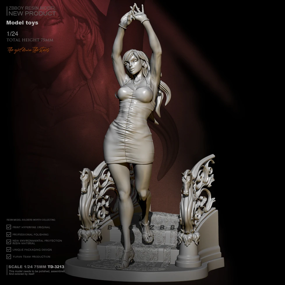 

1/24 Ladder Girl Resin Figure Toy Female Soldier TD-3216