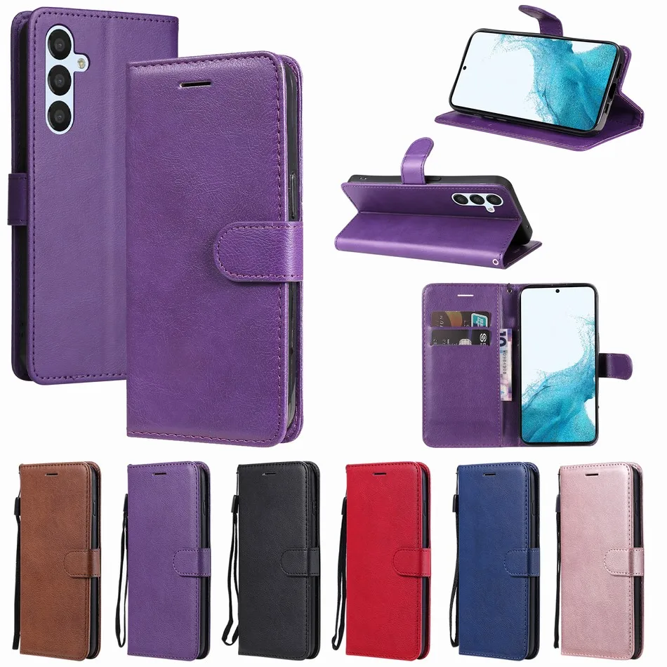 

Cute Flip Wallet Case For Coque Sony Xperia 2 5 8 1 10 ii iii IV Solid Color Protective Cover Book Capa With Hand Strap P06E