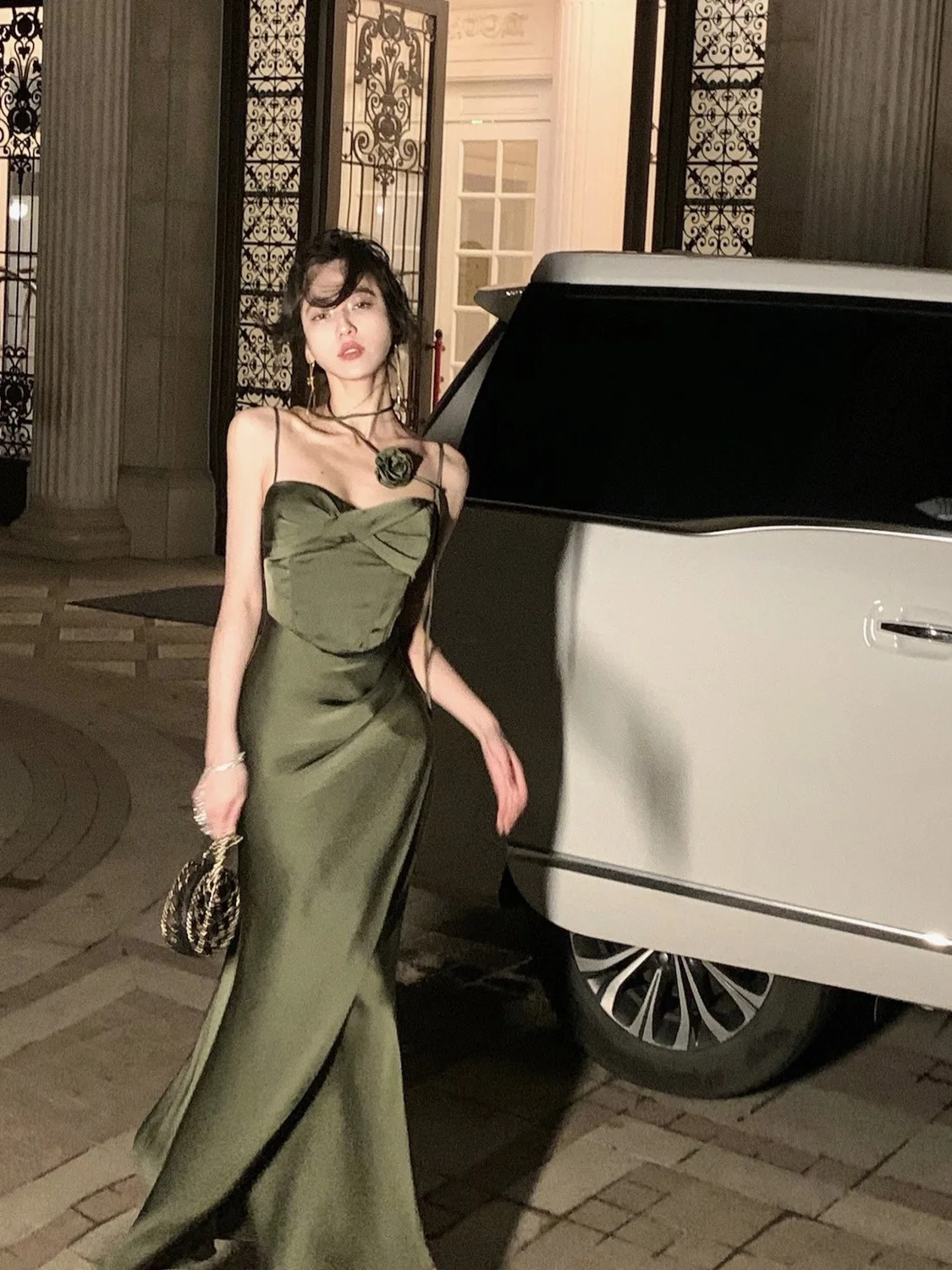 Gaganight женское зеленое платье ранней весны 2024 НОВЫЕ шикарные винтажные