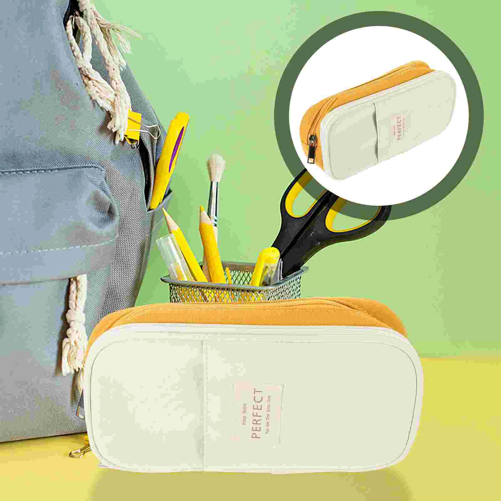 

Portable Pouch Adorable Bag Stationery Storage Canvas Holder Kawaii Case Zipper Cute