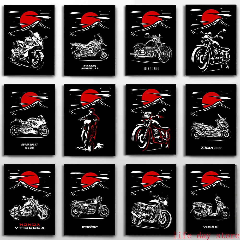 

Classic Japanese Style Motorcycle Poster Honda CB 750 Rally Racing Bike Motor Bikes Canvas Painting Home Living Room Wall Decor