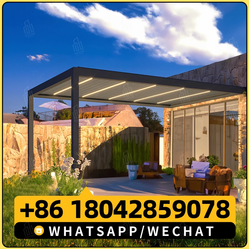 Отдельно стоящая ветрозащитная беседка 3 x 4 солнечный свет RGB современная