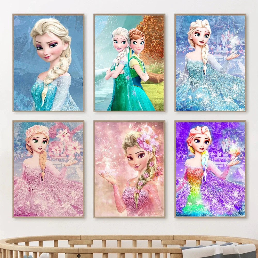 

Алмазная живопись Disney, Эльза, принцесса, замороженные Мультяшные персонажи, вышивка крестиком 5D, «сделай сам», Полный Круглый фотопостер, искусство, домашний декор