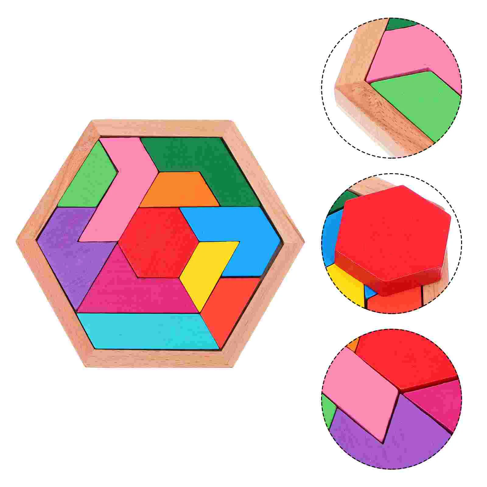 

1 Set Wooden Toddler Baby Tangram Puzzle Hexagon Puzzle Educational Jigsaw Puzzle