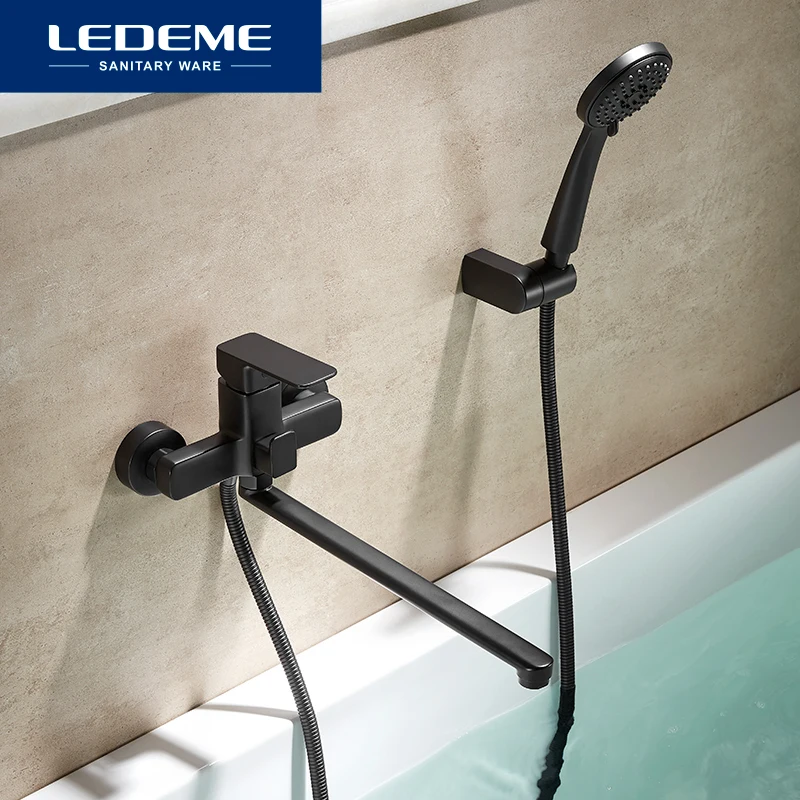 

Смеситель для ванной LEDEME L2280 L2280B L2280Y, настенный кран для холодной и горячей воды, одна ручка, черный цвет