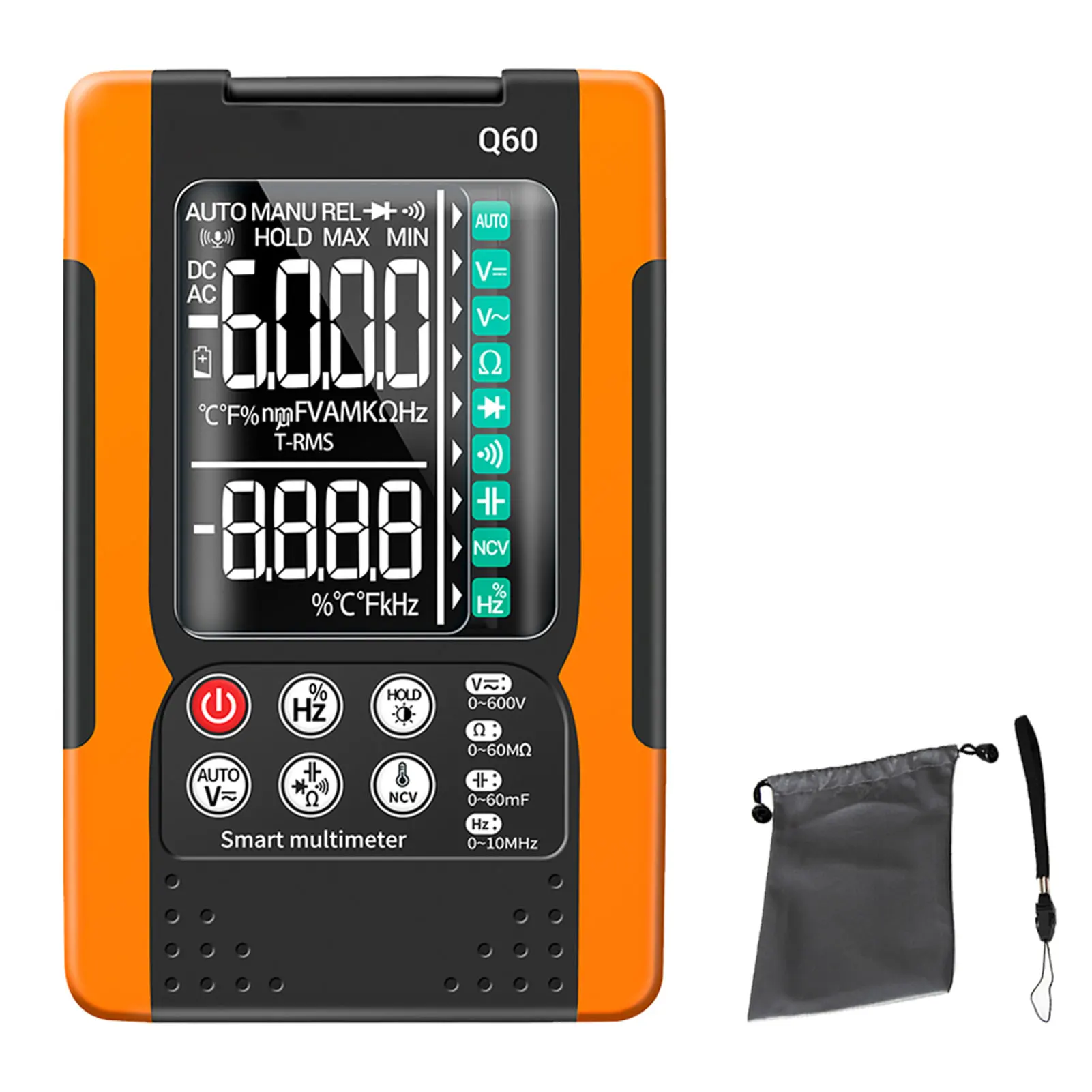 

Current Resistance Multimeter Digital Large Screen Measuring Devices Diodes Capacitor Pratical Auto Range Portable Durable