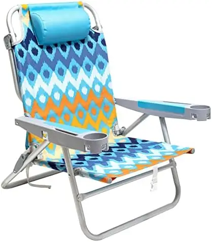 

Широкое низкое пляжное кресло 28 Дюймов, 5 позиций, складные переносные песочные стулья XL с подстаканником для улицы/поездки, легкая камера