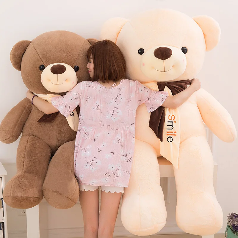 

Long-haired teddy bear doll plush toys for girls' birthday presents cute bow tie bear press doll