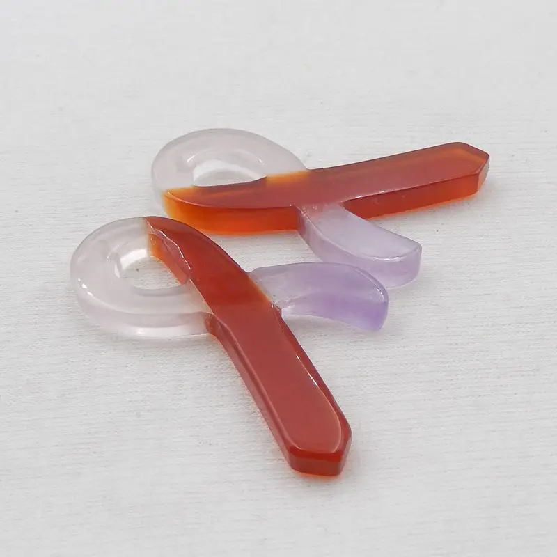 Natural Stone Rose Quartz,Red Agate Amethyst Gemstone Earring Beads For Women 46x26x4mm 11g Beauty Jewelry Accessories