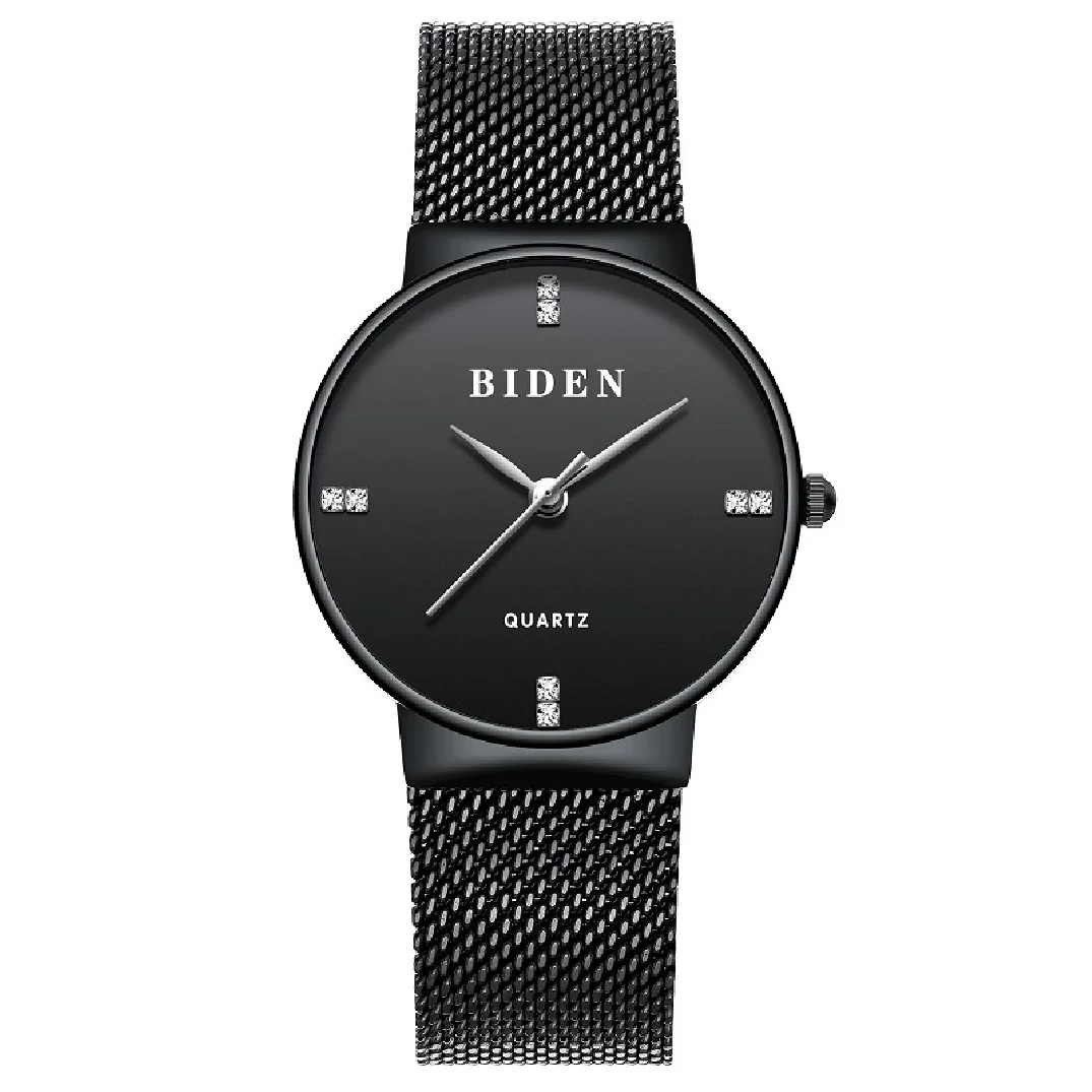 Biden Original Women Fashion Casual Quartz Wristwatch Lady Business Dress Simple New Clock Rhinstone Scale Stainless Steel Band enlarge