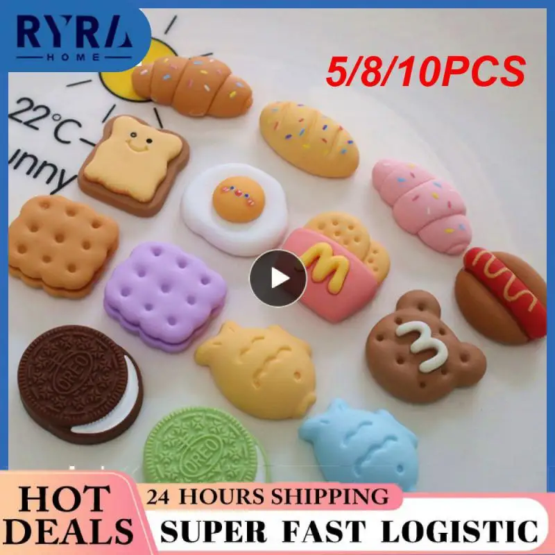 

5/8/10PCS Cute Simulation Food Diy Phone Case Diy Headwear And Hair Accessories Resin Biscuit Bread Simulation Food Play
