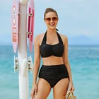 Купальник в горошек, с завышенной талией и ремешком