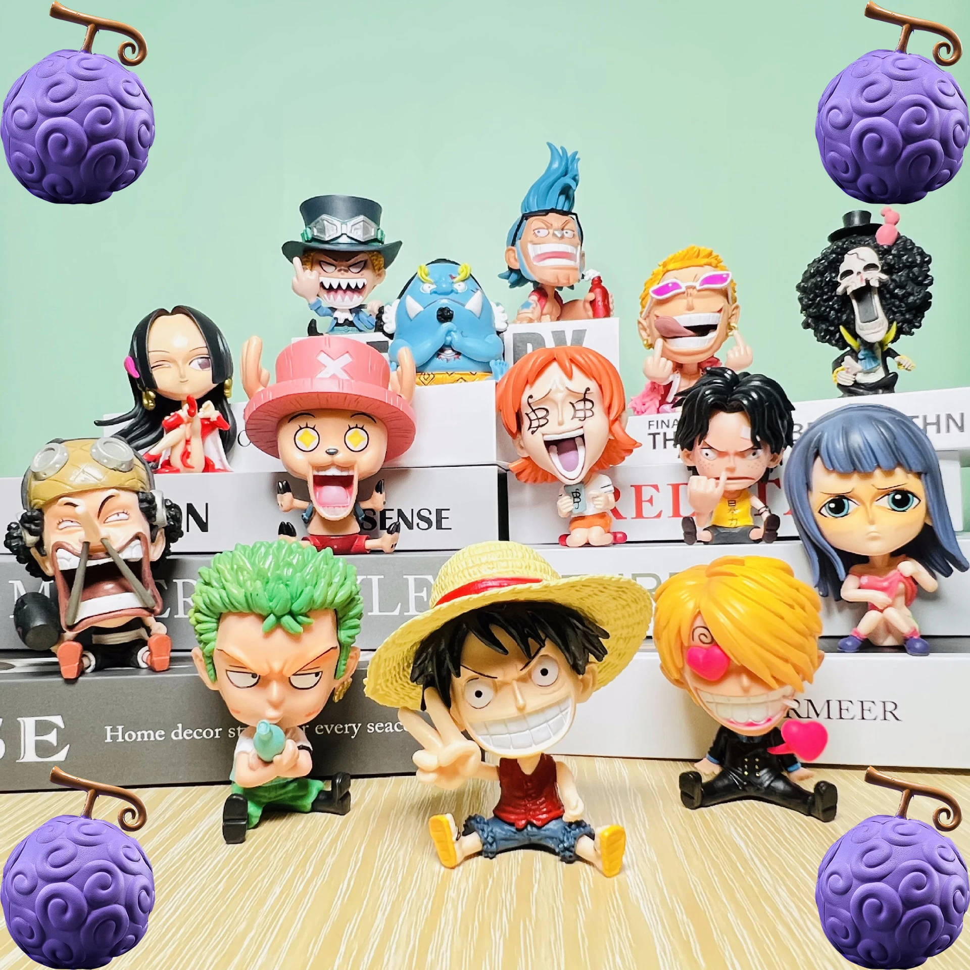 

Anime One Piece Q Luffy Zoro Nami Sanji Robin Boa Hancock With Devil Fruit Action Figure Toys Collection Model Doll Gifts10cm