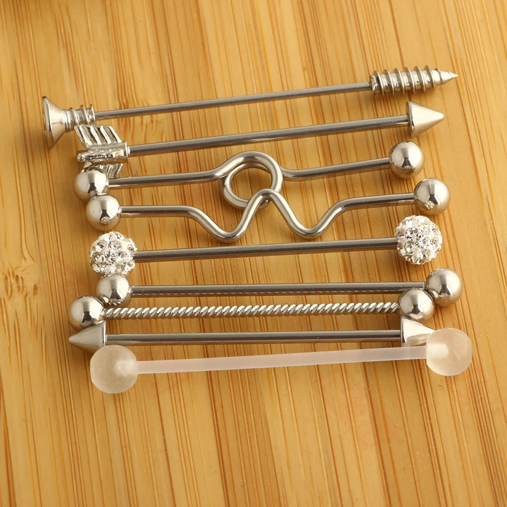 Промышленная штанга для пирсинга со стрелками модная двойная пирсинг ушей