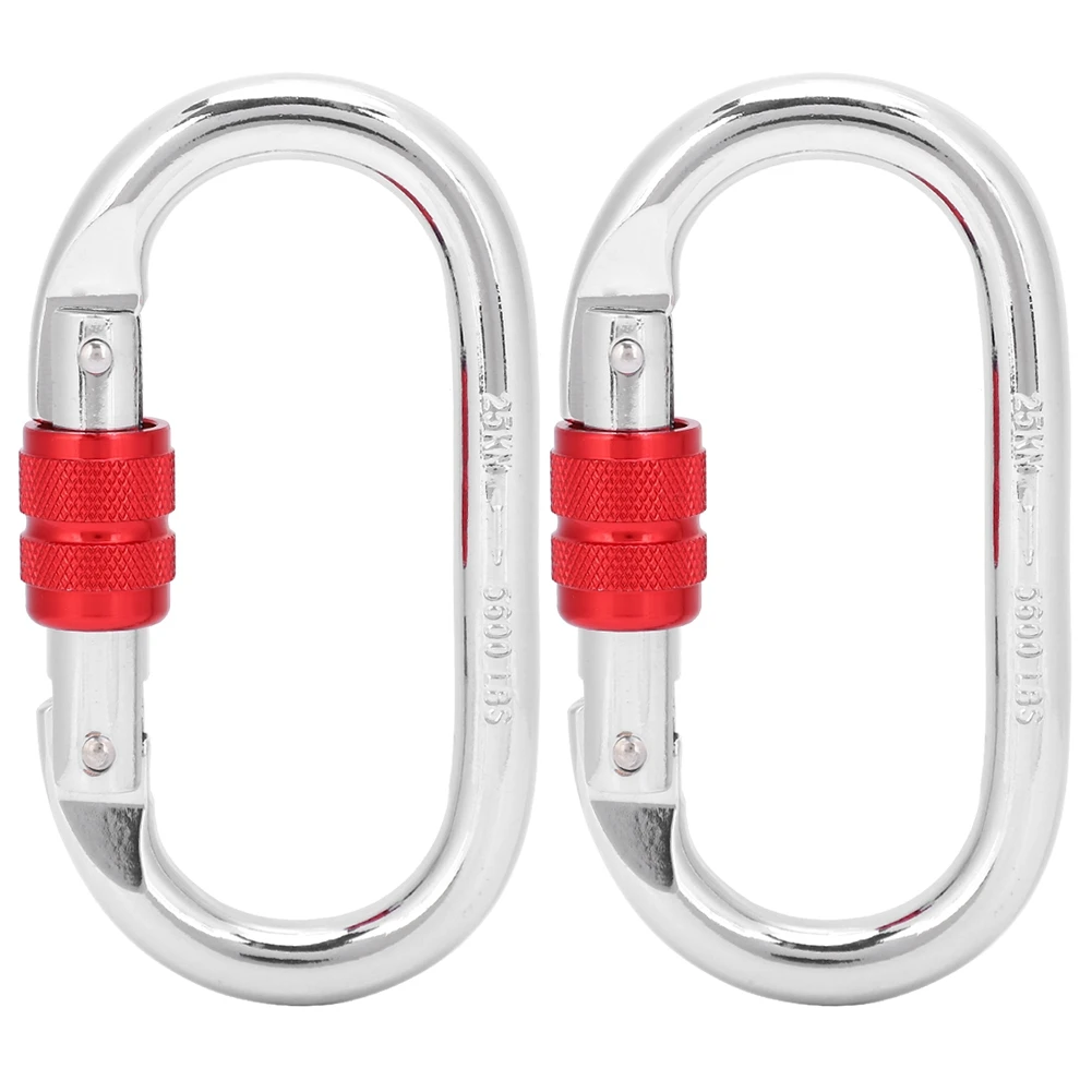 

2PCS 25KN Chroming Mountaineering O Safety Hook Outdoor Rock Climbing Carabiner Buckle carabiner
