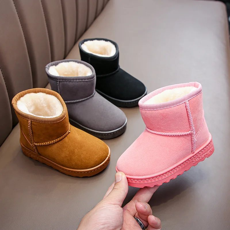 Children's Snow Boots Boys and Girls 2022 Winter New Ankle Boots Suede Cotton Shoes and Velvet Warm Shoes Children