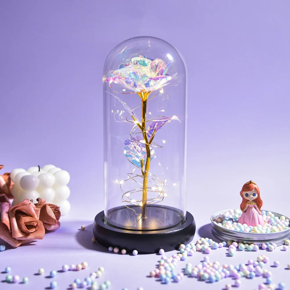 

Led Eternal Rose In Christmas Artificial Flowers for Decor Wedding Gifts for Home Valentine's Day Present Birthday Present