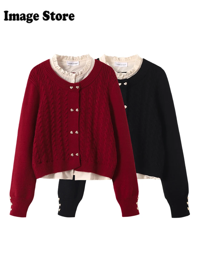 Зимний женский Shoujo Vintage Mori Girl 2000-х годов эстетический трикотаж с длинными