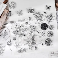 silicone transparent rubber stamps butterfly leaves moon decoration stamp for scrapbooking stationery diy vintage standard seal