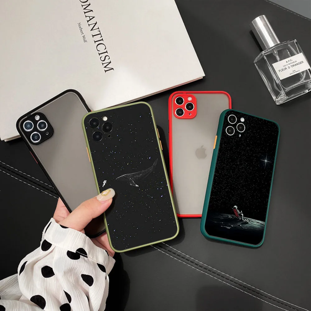 Чехол для телефона iphone 16 15 14 Pro Max 7 8 Plus 11 12 13 Mini XR XSMax 16Pro Meteor Moon Universe Кит Матовый