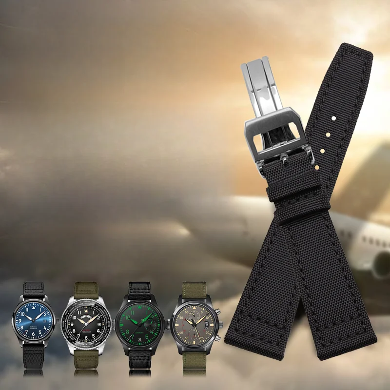 

Ремешок мужской из воловьей кожи, нейлоновый холщовый дышащий браслет для наручных часов IWC Pilot Португалия Портофино 7 дней капитан синий, 20 21 22 мм