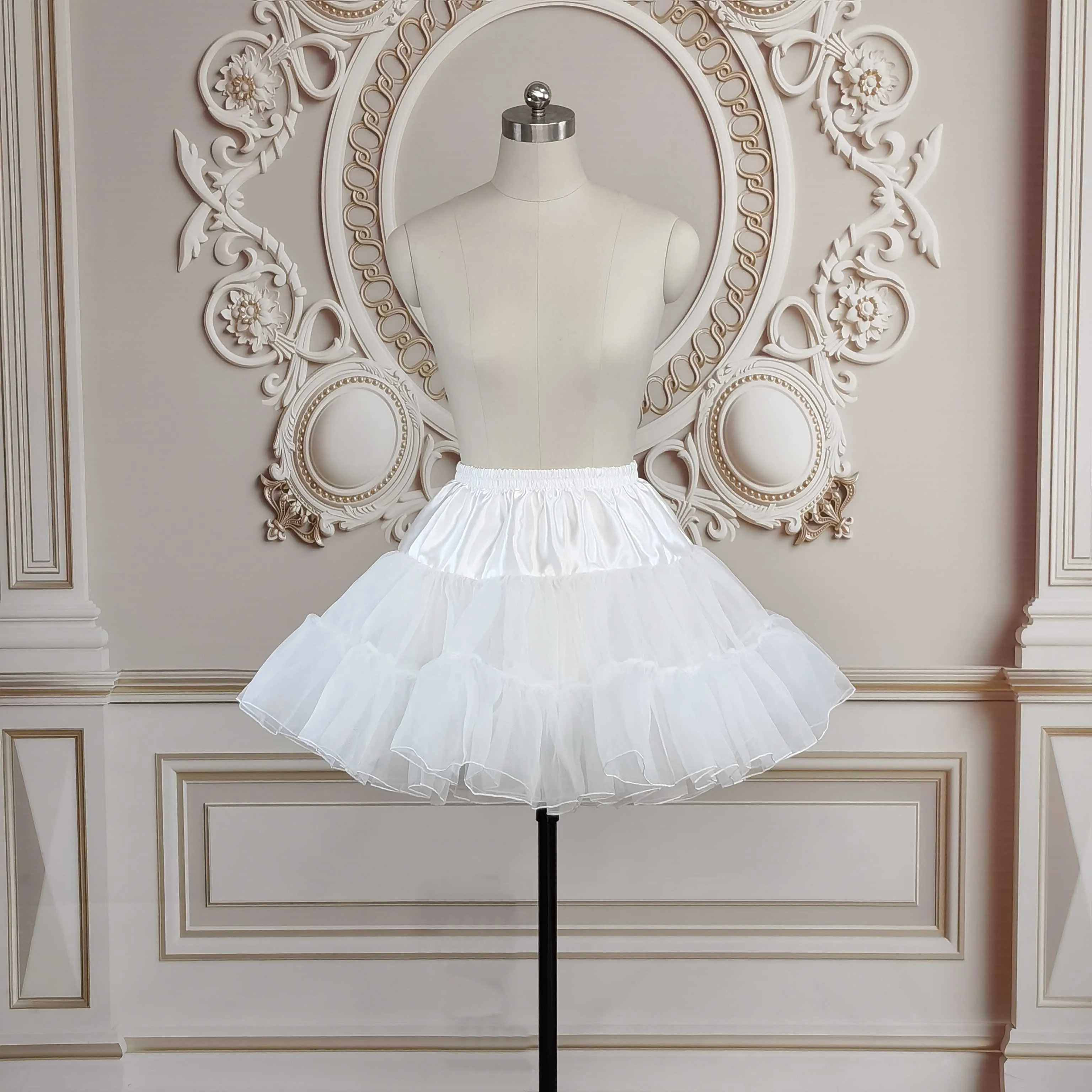 

2022 Lolita Cosplay Petticoat for Bridal Wedding Dresses Vintage Short Tutu Petticoat Party Prom Organza Underskirt Rockabilly