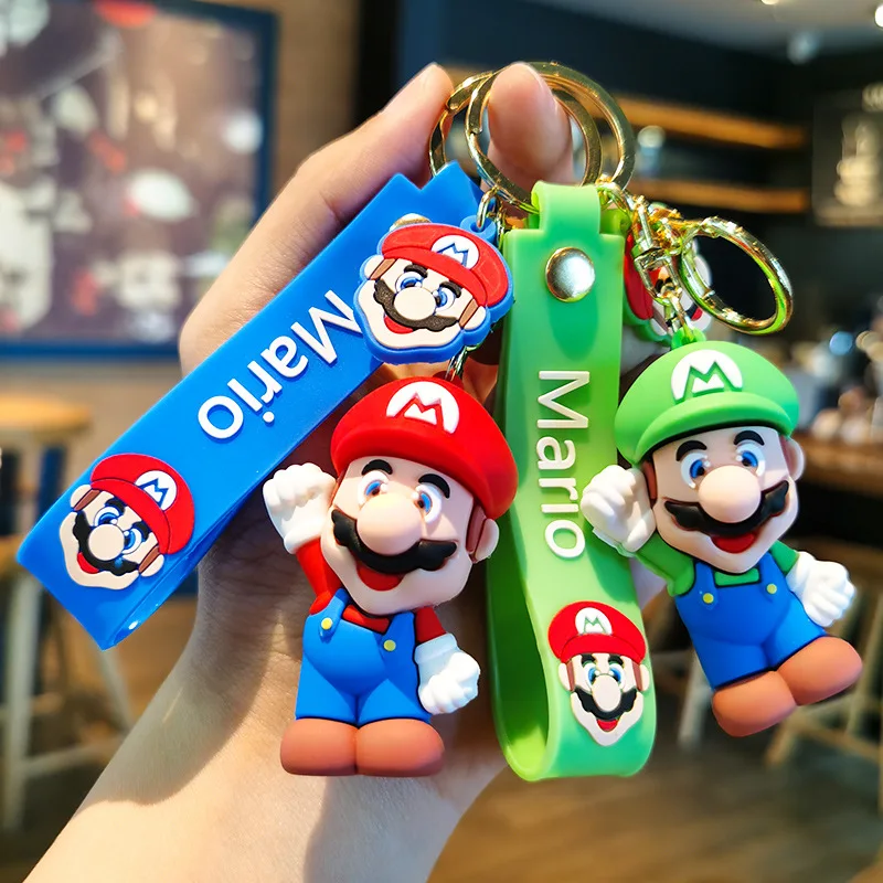 Super Mario Bros Keychain PVC Action Figures Toys Luigi Koopa Troopa Toad Goomba Super Mario  Figurarts Key Pendants Dolls Gifts