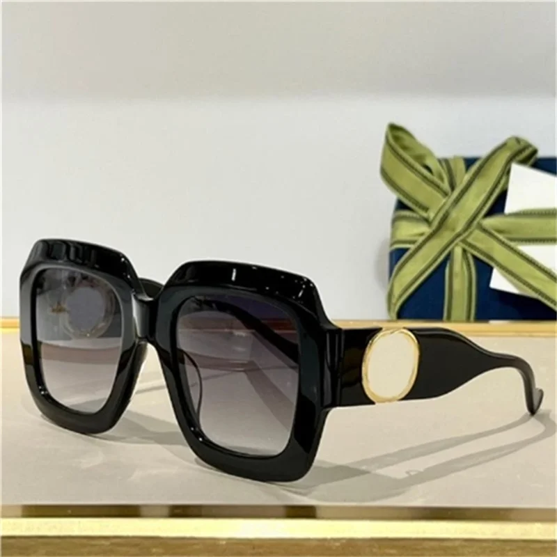 

Big logo Sunglasses Shiny black injection frame Luxury Designer Men Eyeglasses 1022 Gafas De Sol Rectangular Sunglasses With Box