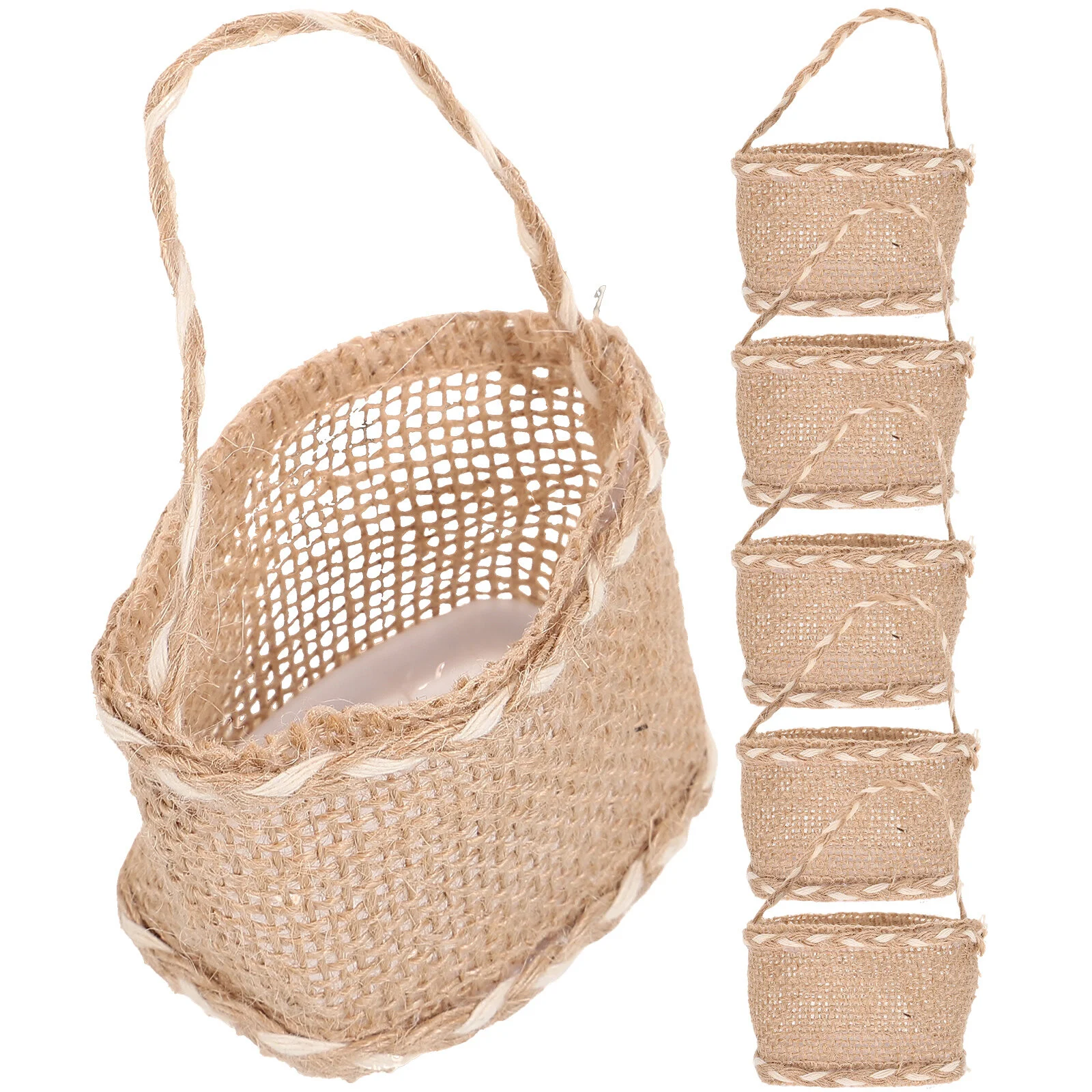 

Burlap Bag Mini Picnic Basket Woven Handle Gift Wedding Storage Tiny Baskets Gifts