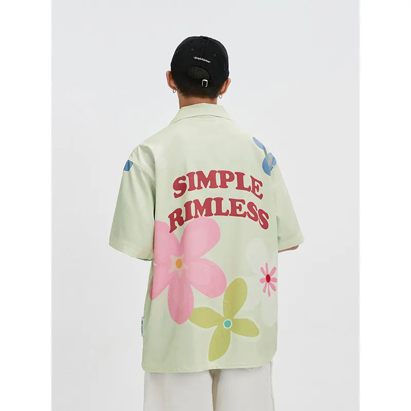 Retro Loose Lapel Fashion Shirts for Men Hawaiian Style Cute Printing Flowers Men's Shirt Men's Shirts Short Sleeve Japanese